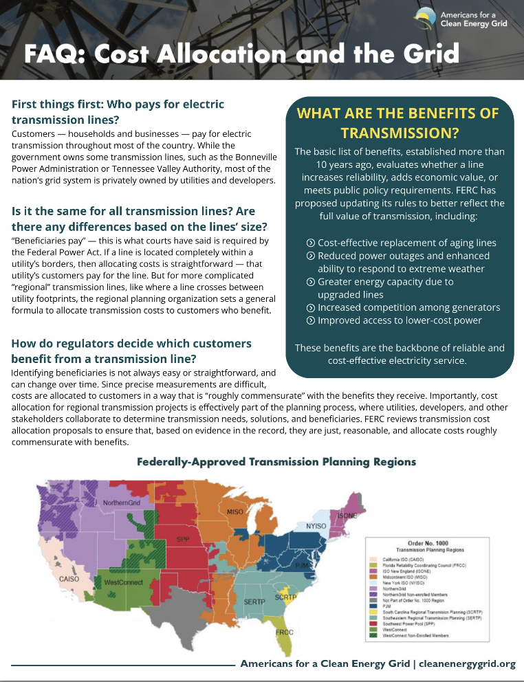 FACT SHEET: Cost Allocation and the Grid